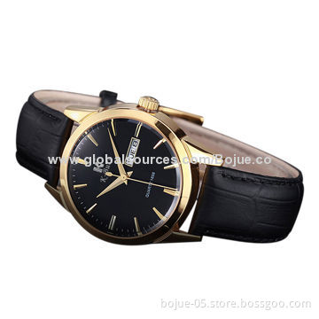 Genuine leather fashion watches, double calendar and mechanical movement
